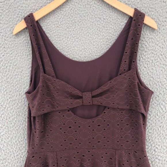 LOFT Dress Womens Small Purple Eyelet Lace Cutout Back Stretch Mini Sleeveless - Picture 4 of 11